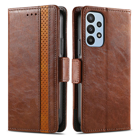 Funda de Cuero Cartera con Soporte Carcasa S02D para Samsung Galaxy A23 4G Marron