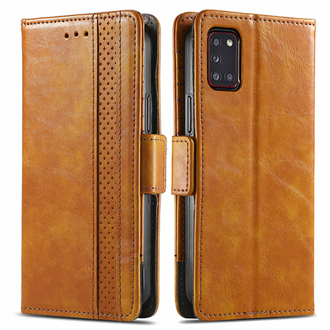 Funda de Cuero Cartera con Soporte Carcasa S02D para Samsung Galaxy A31 Marron Claro