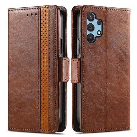 Funda de Cuero Cartera con Soporte Carcasa S02D para Samsung Galaxy A32 4G Marron