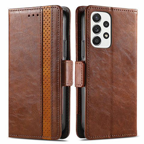 Funda de Cuero Cartera con Soporte Carcasa S02D para Samsung Galaxy A33 5G Marron