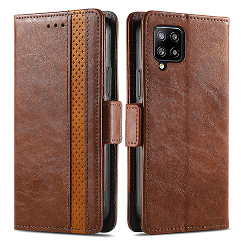 Funda de Cuero Cartera con Soporte Carcasa S02D para Samsung Galaxy A42 5G Marron