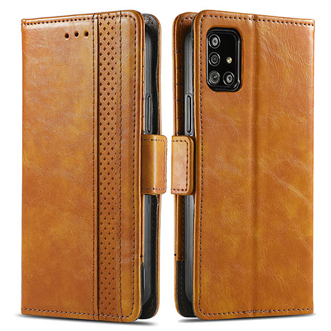 Funda de Cuero Cartera con Soporte Carcasa S02D para Samsung Galaxy A51 4G Marron Claro