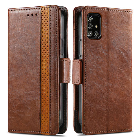 Funda de Cuero Cartera con Soporte Carcasa S02D para Samsung Galaxy A71 4G A715 Marron