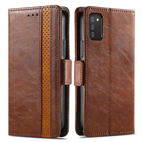 Funda de Cuero Cartera con Soporte Carcasa S02D para Samsung Galaxy F02S SM-E025F Marron