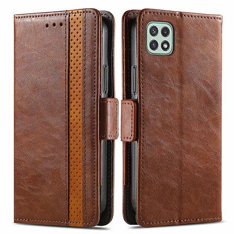 Funda de Cuero Cartera con Soporte Carcasa S02D para Samsung Galaxy F42 5G Marron