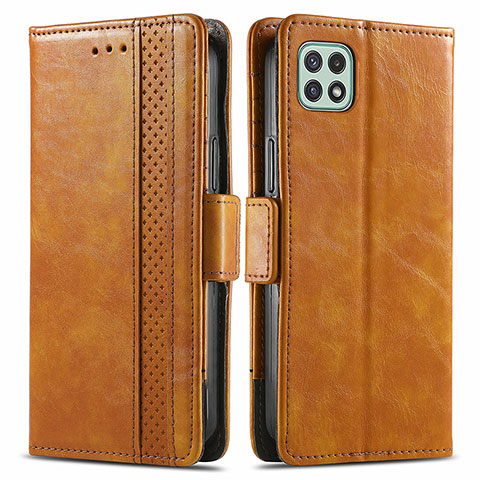 Funda de Cuero Cartera con Soporte Carcasa S02D para Samsung Galaxy F42 5G Marron Claro