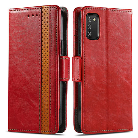 Funda de Cuero Cartera con Soporte Carcasa S02D para Samsung Galaxy M02s Rojo