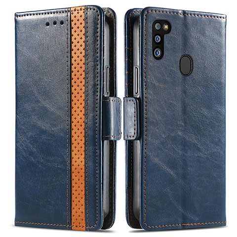 Funda de Cuero Cartera con Soporte Carcasa S02D para Samsung Galaxy M30s Azul