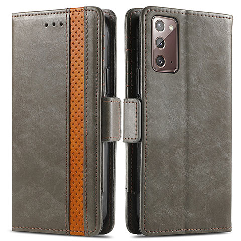 Funda de Cuero Cartera con Soporte Carcasa S02D para Samsung Galaxy Note 20 5G Gris