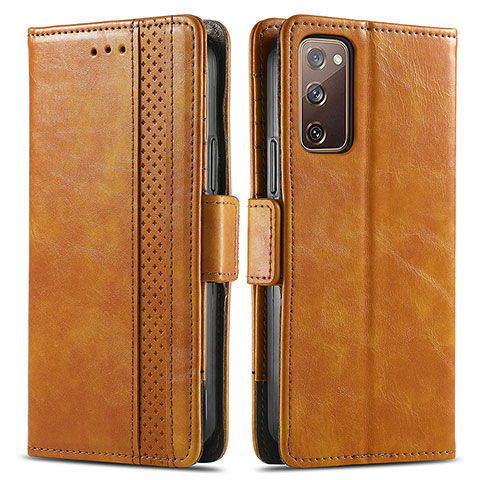 Funda de Cuero Cartera con Soporte Carcasa S02D para Samsung Galaxy S20 FE (2022) 5G Marron Claro