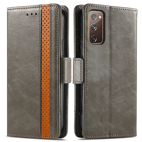 Funda de Cuero Cartera con Soporte Carcasa S02D para Samsung Galaxy S20 FE 5G Gris