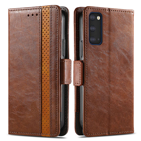 Funda de Cuero Cartera con Soporte Carcasa S02D para Samsung Galaxy S20 Plus 5G Marron