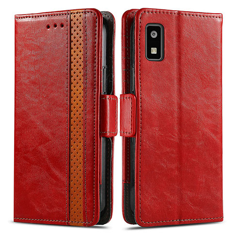 Funda de Cuero Cartera con Soporte Carcasa S02D para Sharp Aquos wish3 Rojo