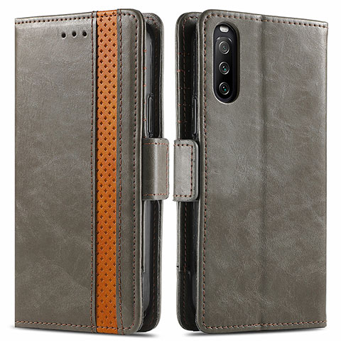 Funda de Cuero Cartera con Soporte Carcasa S02D para Sony Xperia 10 III Lite Gris