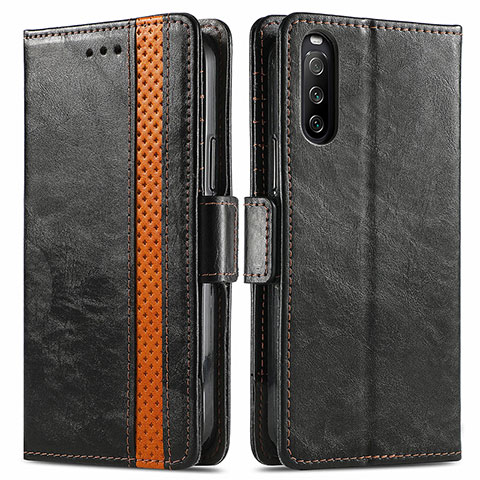 Funda de Cuero Cartera con Soporte Carcasa S02D para Sony Xperia 10 III Lite Negro