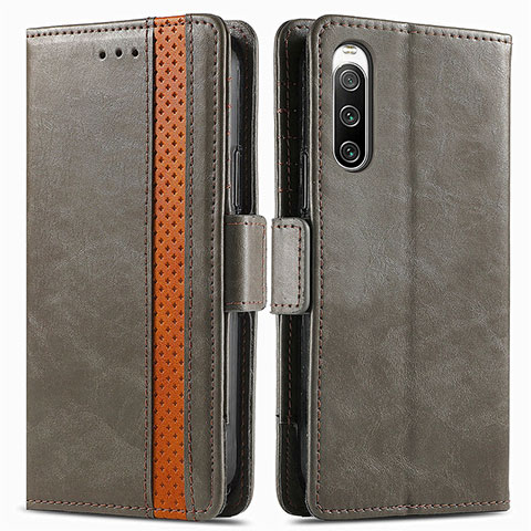 Funda de Cuero Cartera con Soporte Carcasa S02D para Sony Xperia 10 IV Gris