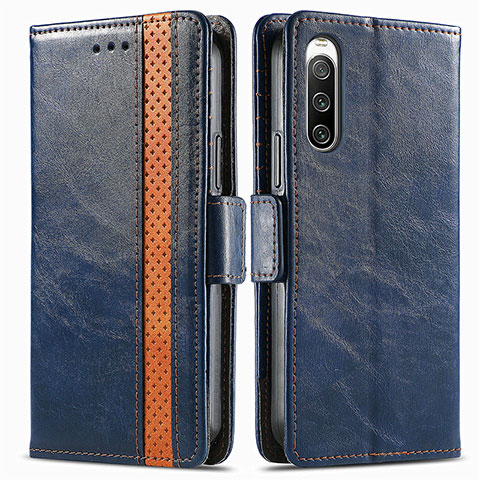 Funda de Cuero Cartera con Soporte Carcasa S02D para Sony Xperia 10 IV SO-52C Azul