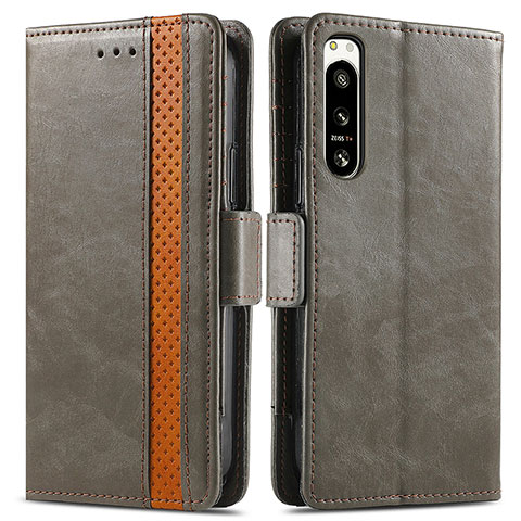 Funda de Cuero Cartera con Soporte Carcasa S02D para Sony Xperia 5 IV Gris