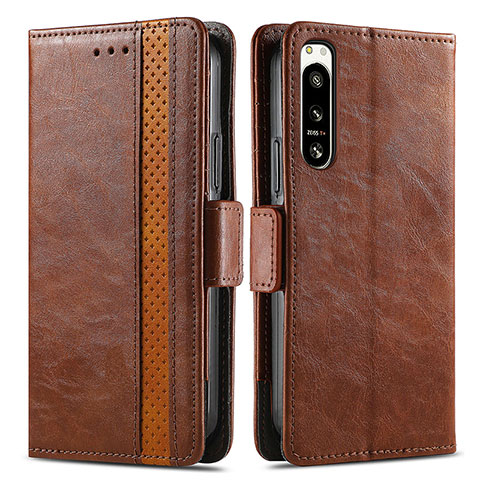 Funda de Cuero Cartera con Soporte Carcasa S02D para Sony Xperia 5 IV Marron