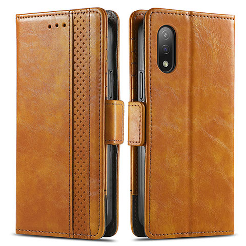 Funda de Cuero Cartera con Soporte Carcasa S02D para Sony Xperia Ace II SO-41B Marron Claro