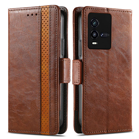 Funda de Cuero Cartera con Soporte Carcasa S02D para Vivo iQOO 10 5G Marron