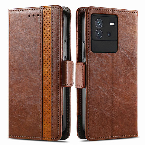 Funda de Cuero Cartera con Soporte Carcasa S02D para Vivo iQOO Neo6 5G Marron