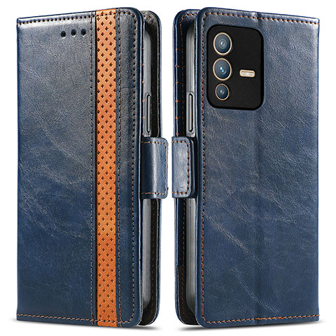 Funda de Cuero Cartera con Soporte Carcasa S02D para Vivo V23 Pro 5G Azul