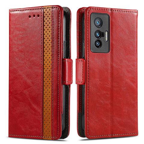 Funda de Cuero Cartera con Soporte Carcasa S02D para Vivo X70 5G Rojo