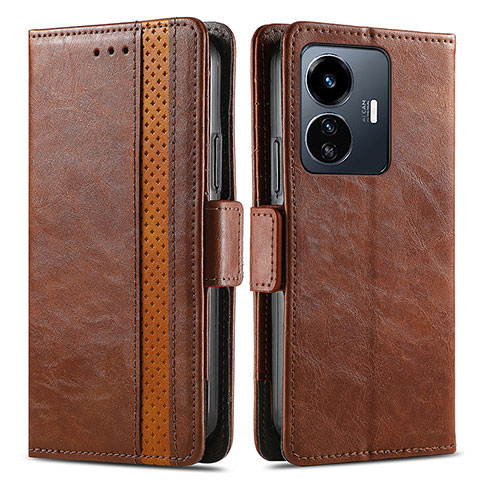 Funda de Cuero Cartera con Soporte Carcasa S02D para Vivo Y77e t1 Marron