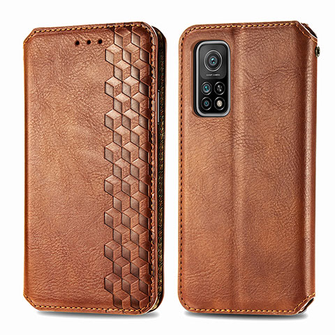 Funda de Cuero Cartera con Soporte Carcasa S02D para Xiaomi Mi 10T 5G Marron