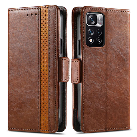 Funda de Cuero Cartera con Soporte Carcasa S02D para Xiaomi Mi 11i 5G (2022) Marron