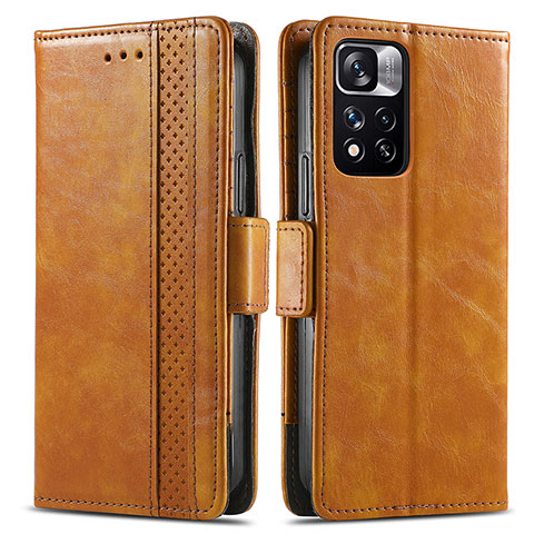 Funda de Cuero Cartera con Soporte Carcasa S02D para Xiaomi Mi 11i 5G (2022) Marron Claro