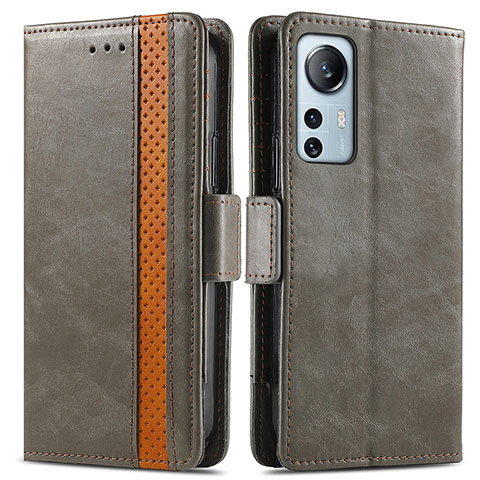 Funda de Cuero Cartera con Soporte Carcasa S02D para Xiaomi Mi 12 Pro 5G Gris