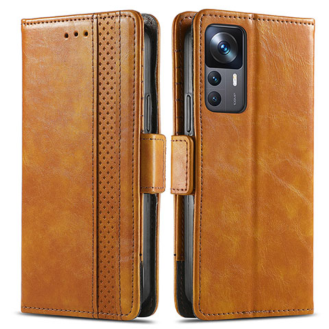 Funda de Cuero Cartera con Soporte Carcasa S02D para Xiaomi Mi 12T Pro 5G Marron Claro