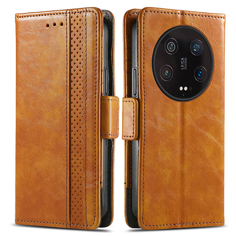 Funda de Cuero Cartera con Soporte Carcasa S02D para Xiaomi Mi 13 Ultra 5G Marron Claro