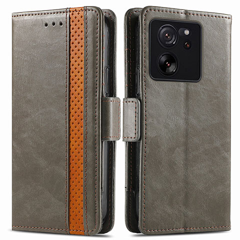 Funda de Cuero Cartera con Soporte Carcasa S02D para Xiaomi Mi 13T 5G Gris