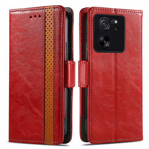 Funda de Cuero Cartera con Soporte Carcasa S02D para Xiaomi Mi 13T 5G Rojo