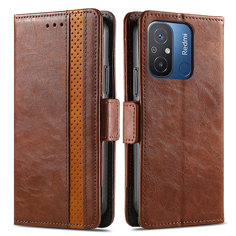 Funda de Cuero Cartera con Soporte Carcasa S02D para Xiaomi Poco C55 Marron