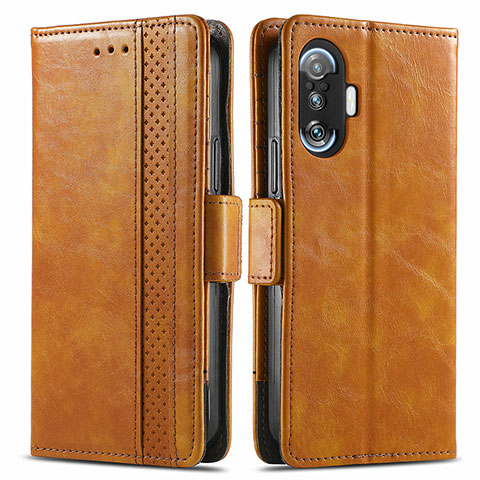 Funda de Cuero Cartera con Soporte Carcasa S02D para Xiaomi Poco F3 GT 5G Marron Claro