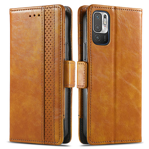 Funda de Cuero Cartera con Soporte Carcasa S02D para Xiaomi POCO M3 Pro 5G Marron Claro