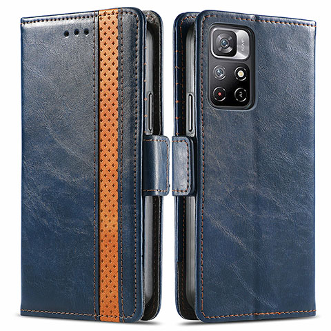 Funda de Cuero Cartera con Soporte Carcasa S02D para Xiaomi Poco M4 Pro 5G Azul