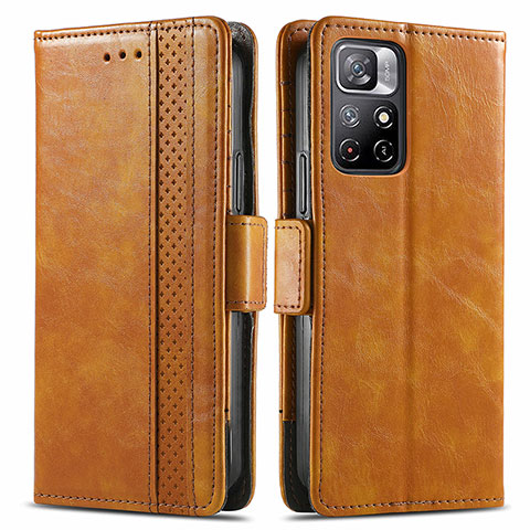 Funda de Cuero Cartera con Soporte Carcasa S02D para Xiaomi Poco M4 Pro 5G Marron Claro