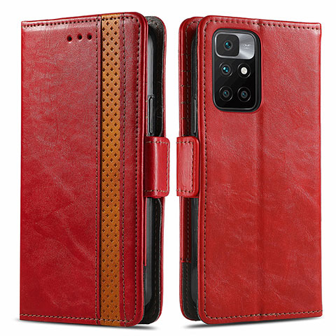 Funda de Cuero Cartera con Soporte Carcasa S02D para Xiaomi Redmi 10 4G Rojo