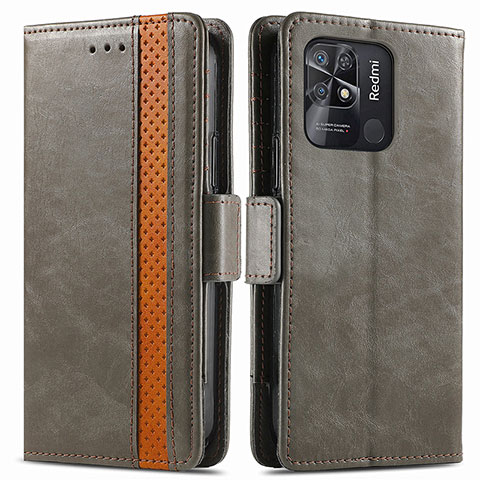 Funda de Cuero Cartera con Soporte Carcasa S02D para Xiaomi Redmi 10 India Gris