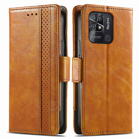 Funda de Cuero Cartera con Soporte Carcasa S02D para Xiaomi Redmi 10C 4G Marron Claro