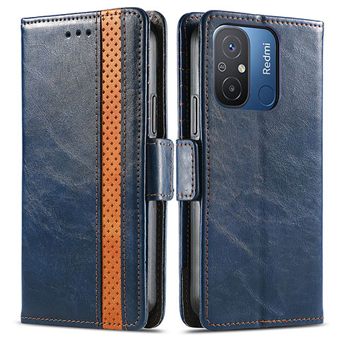 Funda de Cuero Cartera con Soporte Carcasa S02D para Xiaomi Redmi 11A 4G Azul