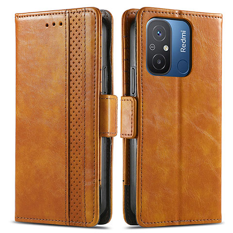 Funda de Cuero Cartera con Soporte Carcasa S02D para Xiaomi Redmi 11A 4G Marron Claro