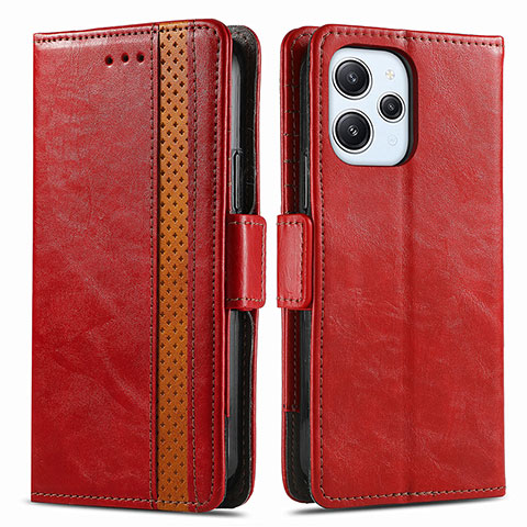 Funda de Cuero Cartera con Soporte Carcasa S02D para Xiaomi Redmi 12 4G Rojo