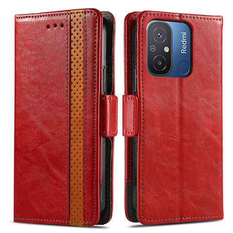 Funda de Cuero Cartera con Soporte Carcasa S02D para Xiaomi Redmi 12C 4G Rojo