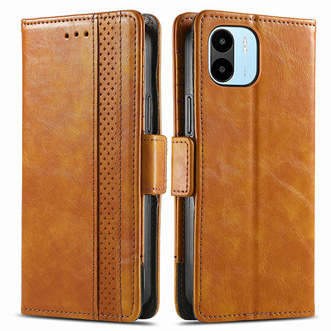 Funda de Cuero Cartera con Soporte Carcasa S02D para Xiaomi Redmi A1 Marron Claro